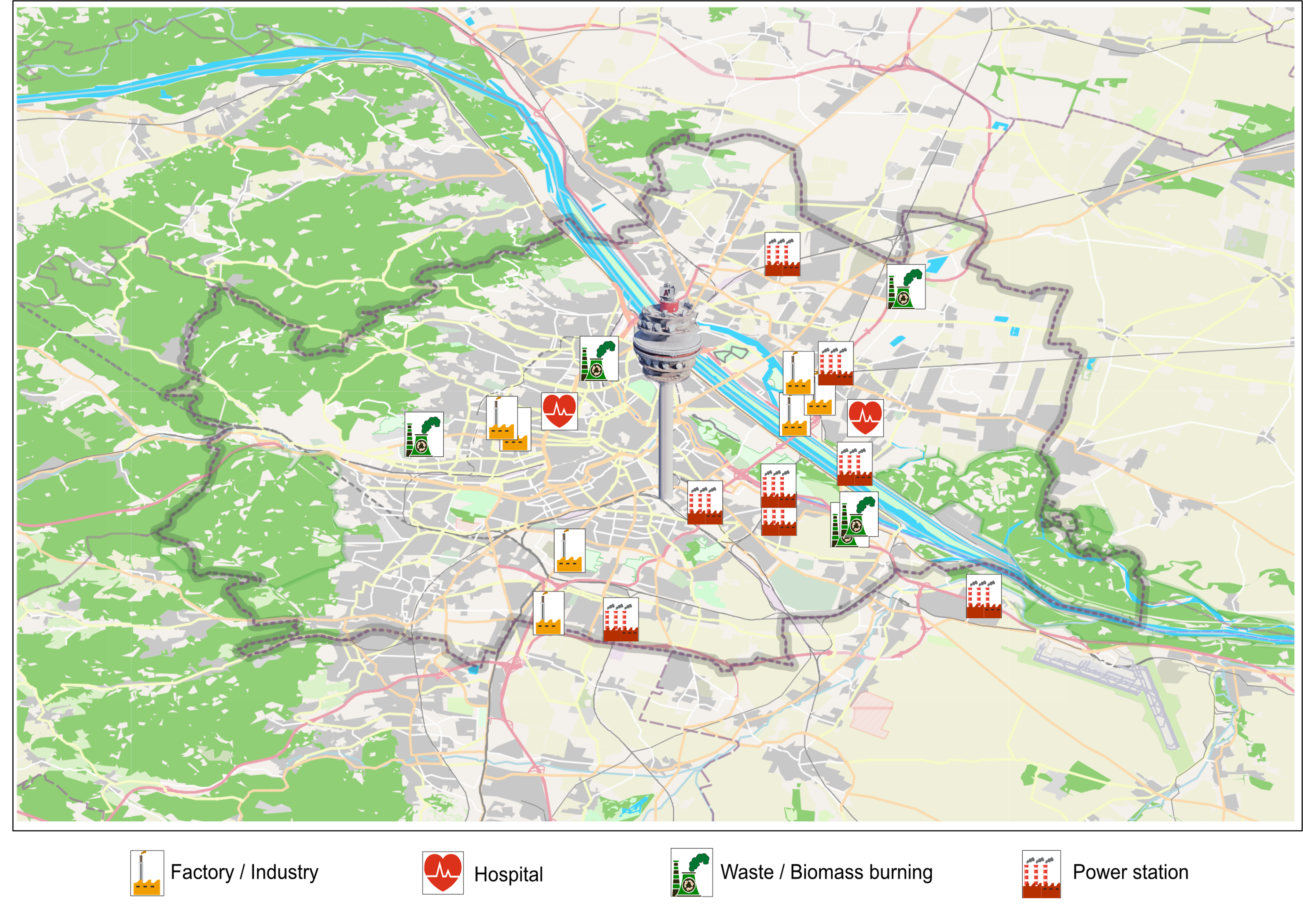 Map of Vienna CO2 sources