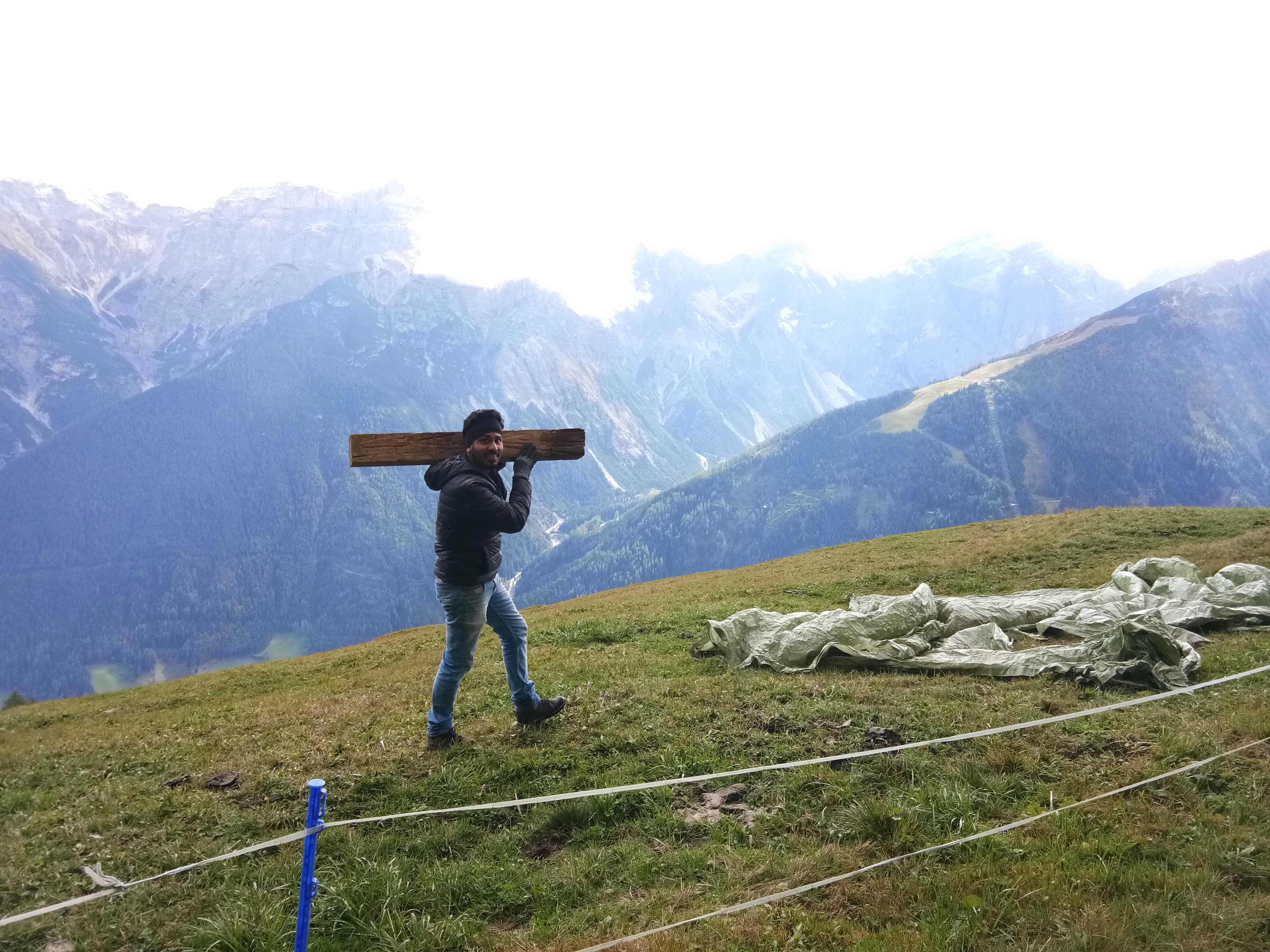 Fieldwork in alpine grassland