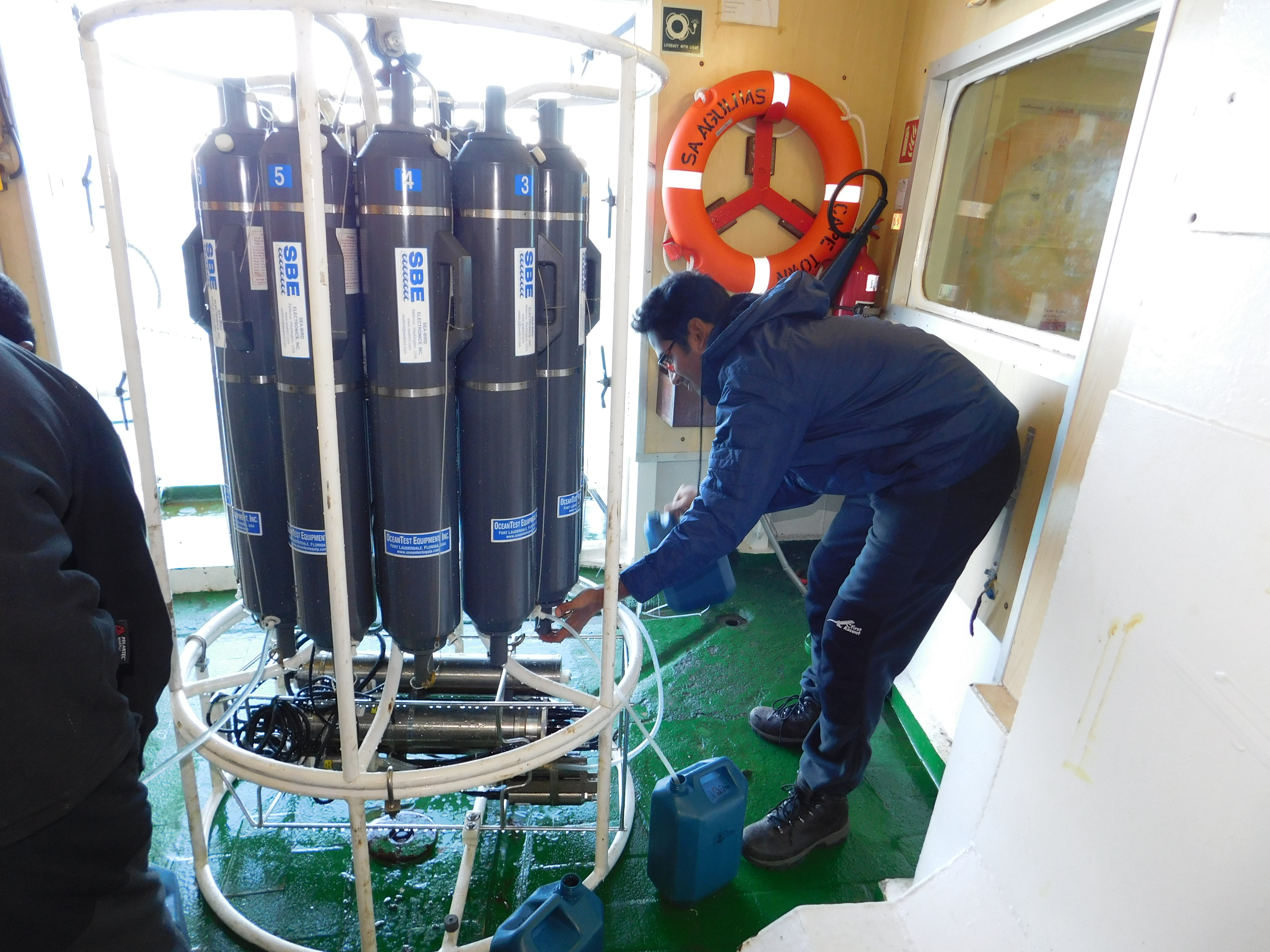 Sampling water from depth in the Antarctic Ocean